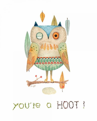 Youre a Hoot! Black Ornate Wood Framed Art Print with Double Matting by Lings Workshop
