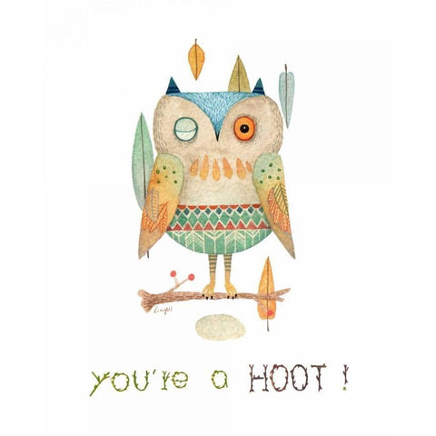 Youre a Hoot! White Modern Wood Framed Art Print by Lings Workshop
