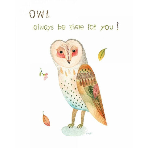 Owl Always Be There For You Black Modern Wood Framed Art Print with Double Matting by Lings Workshop