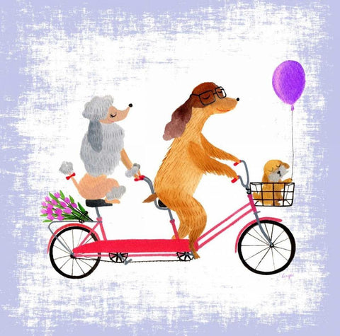 Barks and Bikes Black Ornate Wood Framed Art Print with Double Matting by Lings Workshop