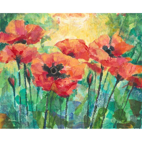 Oriental Poppies Black Modern Wood Framed Art Print with Double Matting by Kroeker, Wendy
