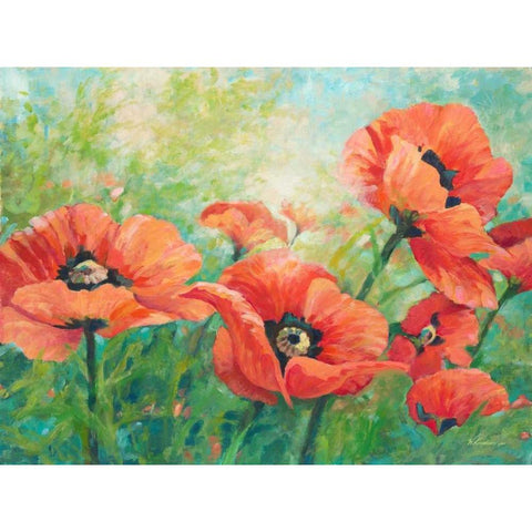 Red Poppies Gold Ornate Wood Framed Art Print with Double Matting by Kroeker, Wendy