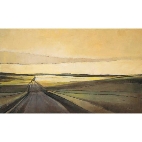 Long Road Black Modern Wood Framed Art Print with Double Matting by Kroeker, Wendy