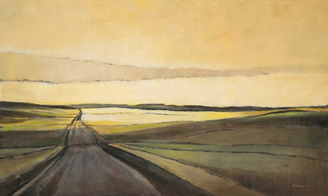 Long Road White Modern Wood Framed Art Print with Double Matting by Kroeker, Wendy