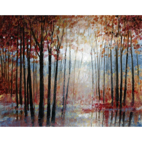 Red September Black Modern Wood Framed Art Print with Double Matting by Kroeker, Wendy