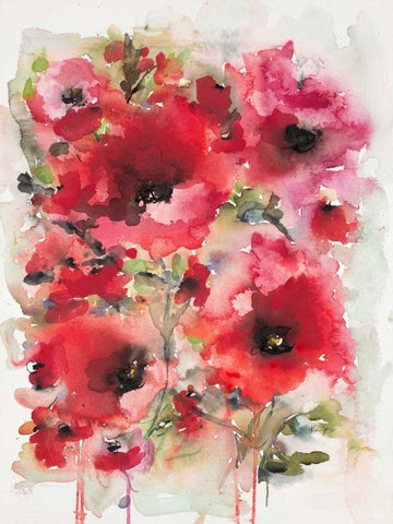 Transcendent Poppies White Modern Wood Framed Art Print with Double Matting by Johannesson, Karin