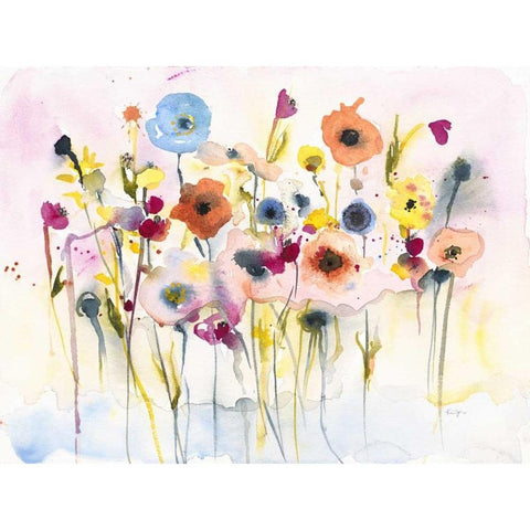 Junes Flowers White Modern Wood Framed Art Print by Johannesson, Karin