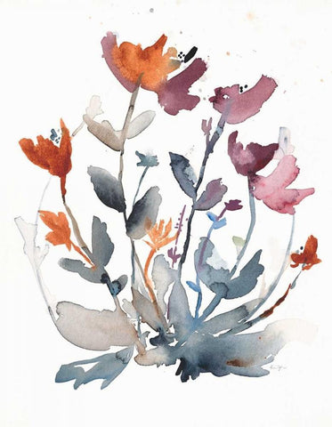 August Garden White Modern Wood Framed Art Print with Double Matting by Johannesson, Karin