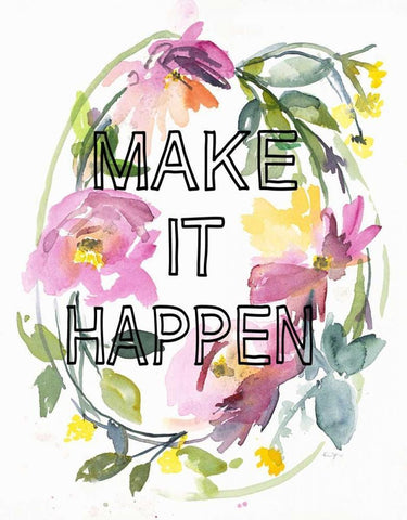 Make It Happen Black Ornate Wood Framed Art Print with Double Matting by Johannesson, Karin