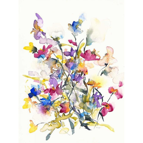 Tangled Pansies Gold Ornate Wood Framed Art Print with Double Matting by Johannesson, Karin