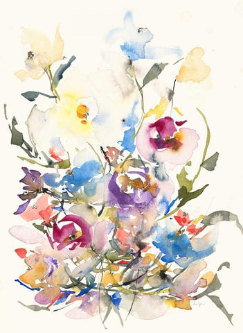 Blissful Garden White Modern Wood Framed Art Print with Double Matting by Johannesson, Karin