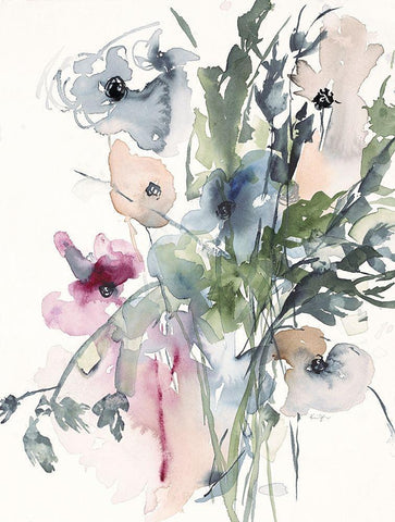 Simplicity Bouquet White Modern Wood Framed Art Print with Double Matting by Johannesson, Karin