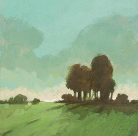 Knoll View 1 Square Black Ornate Wood Framed Art Print with Double Matting by Edwards, DB