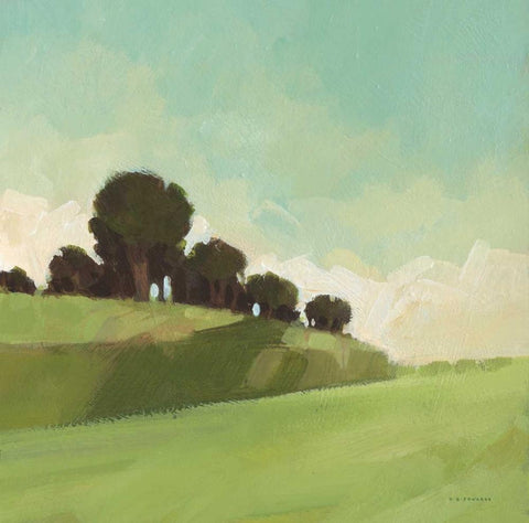 Knoll View 2 Square Black Ornate Wood Framed Art Print with Double Matting by Edwards, DB