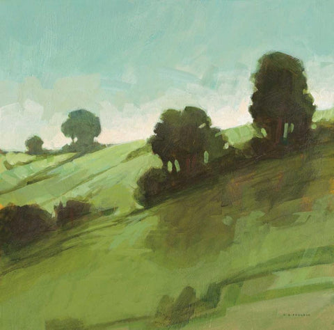 Knoll View 3 Square Black Ornate Wood Framed Art Print with Double Matting by Edwards, DB