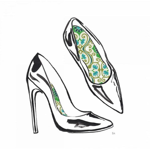 Vintage Designer Shoes Gold Ornate Wood Framed Art Print with Double Matting by Sunflowerman