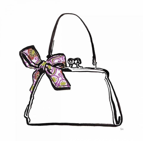 Vintage Designer Purse White Modern Wood Framed Art Print with Double Matting by Sunflowerman