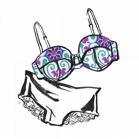 Vintage Lingerie White Modern Wood Framed Art Print by Sunflowerman