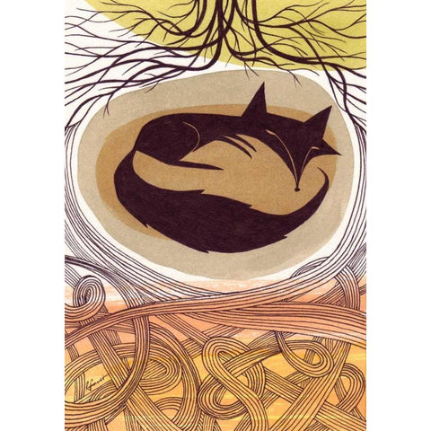 Doodle Fox Black Modern Wood Framed Art Print by Faust, Richard