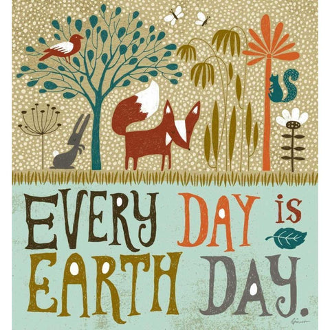 Earth Day Black Modern Wood Framed Art Print with Double Matting by Faust, Richard