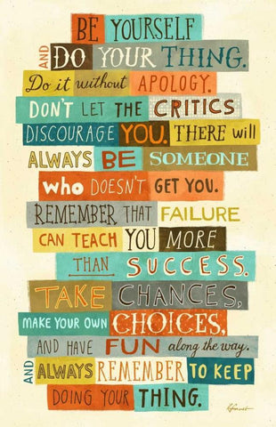 Be Yourself White Modern Wood Framed Art Print with Double Matting by Faust, Richard