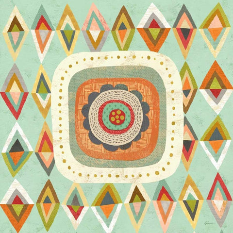 Floral Retro 3 Bloom White Modern Wood Framed Art Print with Double Matting by Faust, Richard