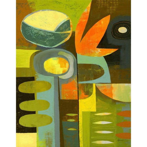 Cubist Garden 2 Gold Ornate Wood Framed Art Print with Double Matting by Faust, Richard