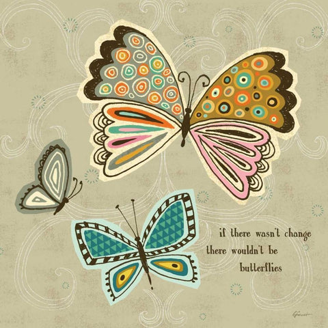 Ragtag Butterfly 1 Black Modern Wood Framed Art Print with Double Matting by Faust, Richard