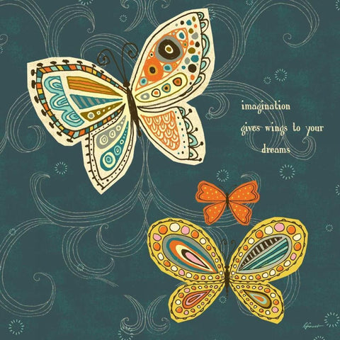 Ragtag Butterfly 2 Black Modern Wood Framed Art Print with Double Matting by Faust, Richard