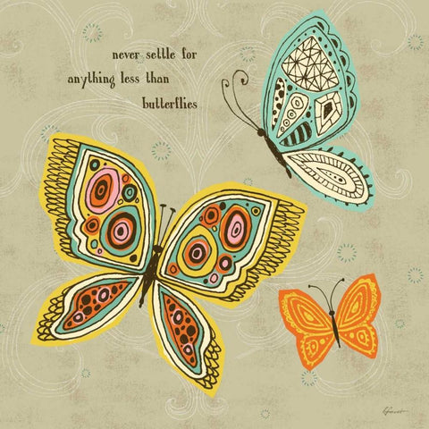 Ragtag Butterfly 3 White Modern Wood Framed Art Print with Double Matting by Faust, Richard