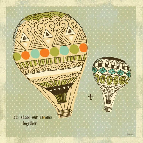 Dream Balloon 1 Black Modern Wood Framed Art Print by Faust, Richard