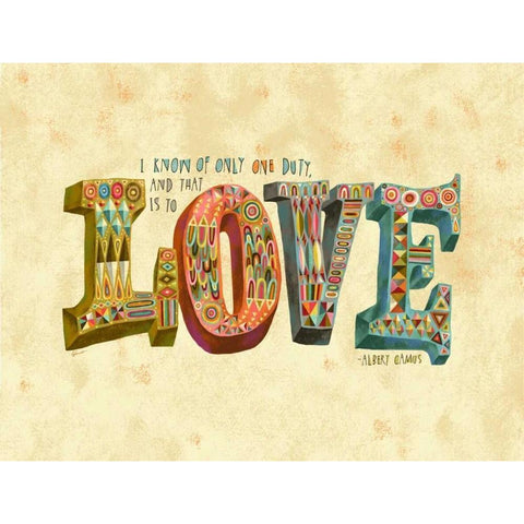 One Duty Love Black Modern Wood Framed Art Print with Double Matting by Faust, Richard