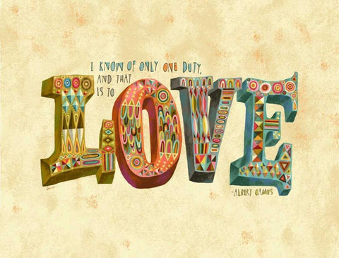 One Duty Love White Modern Wood Framed Art Print with Double Matting by Faust, Richard