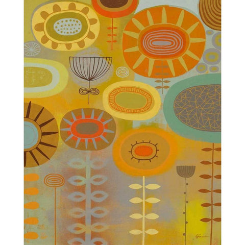 Retro Bloom 2 Black Modern Wood Framed Art Print with Double Matting by Faust, Richard