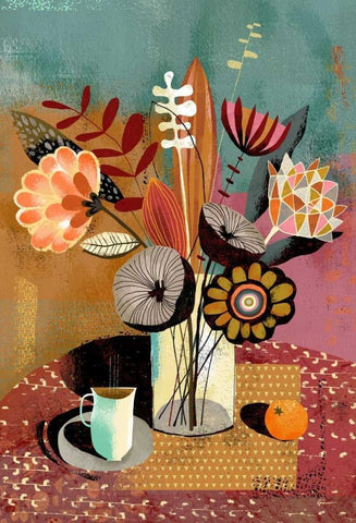 Vase Bouquet White Modern Wood Framed Art Print with Double Matting by Faust, Richard