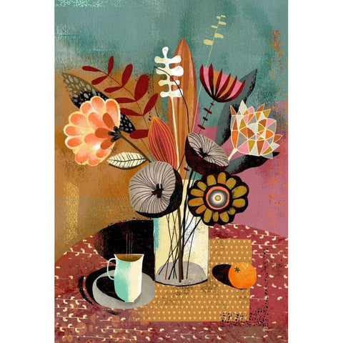 Vase Bouquet Black Modern Wood Framed Art Print by Faust, Richard