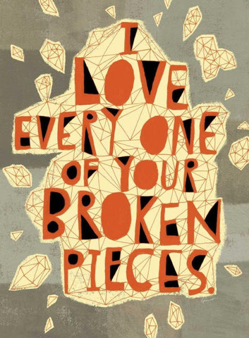 Broken Pieces White Modern Wood Framed Art Print with Double Matting by Faust, Richard