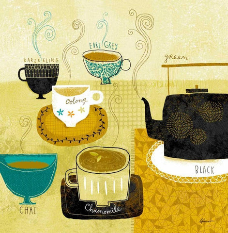 Teas White Modern Wood Framed Art Print with Double Matting by Faust, Richard