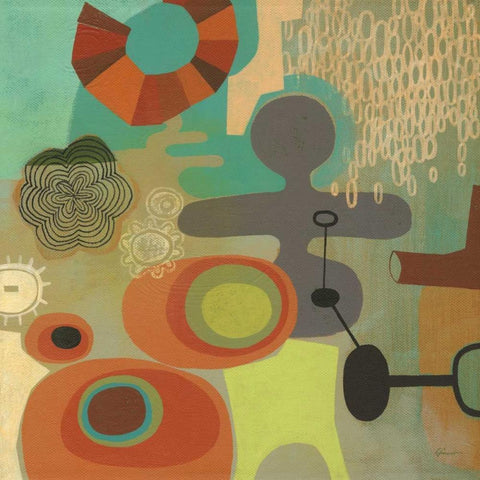 Mid Century Mood 1 Black Modern Wood Framed Art Print with Double Matting by Faust, Richard