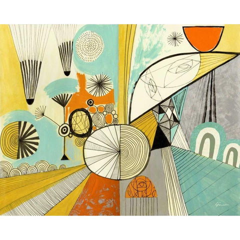 Jazzy Stuff Black Modern Wood Framed Art Print with Double Matting by Faust, Richard