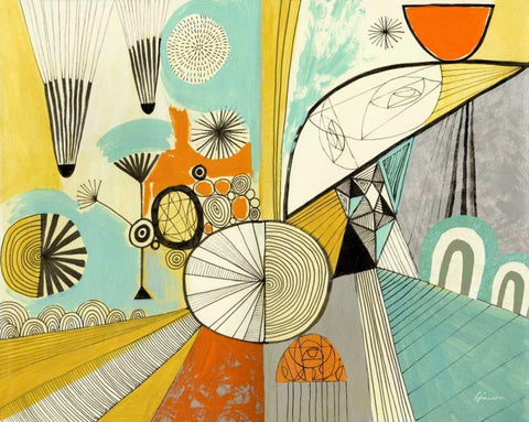 Jazzy Stuff Black Ornate Wood Framed Art Print with Double Matting by Faust, Richard