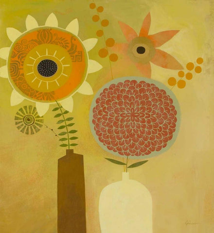 Todays Bouquet 1 White Modern Wood Framed Art Print with Double Matting by Faust, Richard