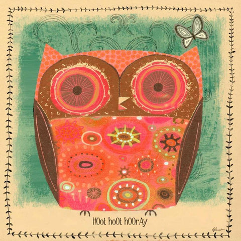 Hoot hoot Hooray Black Modern Wood Framed Art Print with Double Matting by Faust, Richard