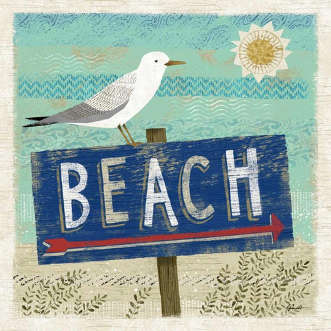 Beach Travel 2 White Modern Wood Framed Art Print with Double Matting by Faust, Richard