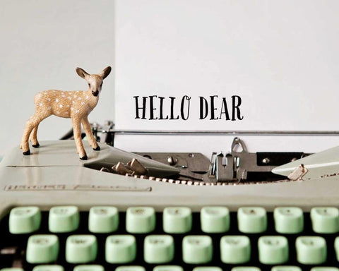 Hello Dear Typewriter White Modern Wood Framed Art Print with Double Matting by Susannah Tucker Photography