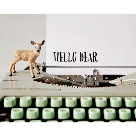 Hello Dear Typewriter Gold Ornate Wood Framed Art Print with Double Matting by Susannah Tucker Photography