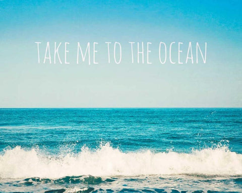 Take Me To The Ocean White Modern Wood Framed Art Print with Double Matting by Susannah Tucker Photography