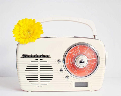 Back In Time White Radio White Modern Wood Framed Art Print with Double Matting by Susannah Tucker Photography