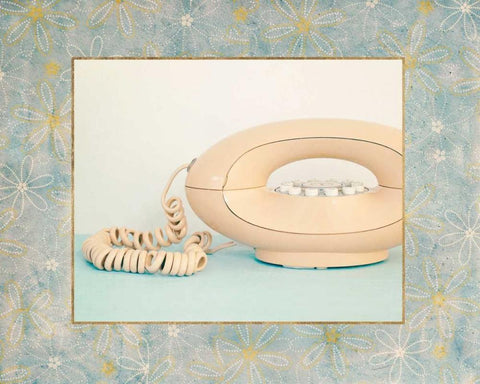 Back In Time Pink Phone_border Black Ornate Wood Framed Art Print with Double Matting by Susannah Tucker Photography