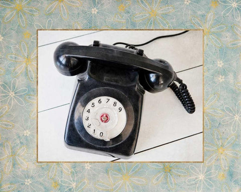 Back In Time Black Telephone_border White Modern Wood Framed Art Print with Double Matting by Susannah Tucker Photography